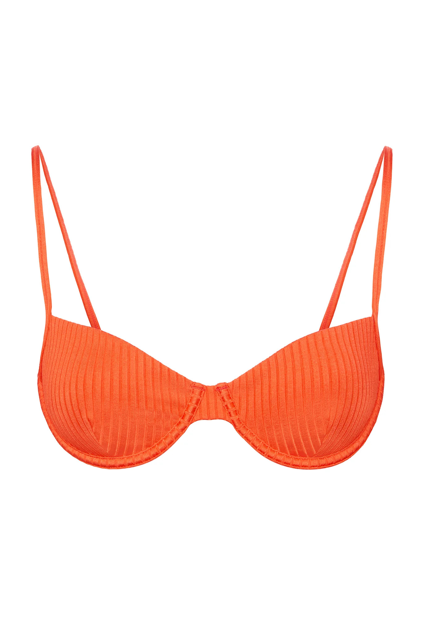 Capri Top - Papaya Wide Rib | Monday Swimwear