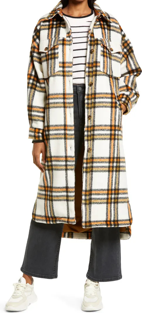 Treasure & Bond Plaid Long Shirt Jacket | Nordstrom | Nordstrom