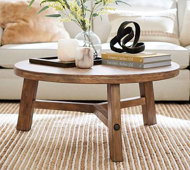 Rustic Farmhouse Round Coffee Table | Pottery Barn (US)