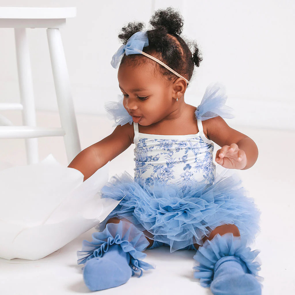 Princess Damask White Spaghetti Strap Baby Bodysuit | Briar | Posh Peanut