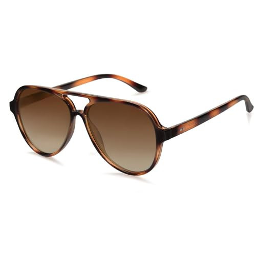 SOJOS Classic Polarized Aviator Sunglasses for Women Men, Retro Trendy Aviators Shades SJ2201, Brown Tortoise/Brown | Amazon (US)