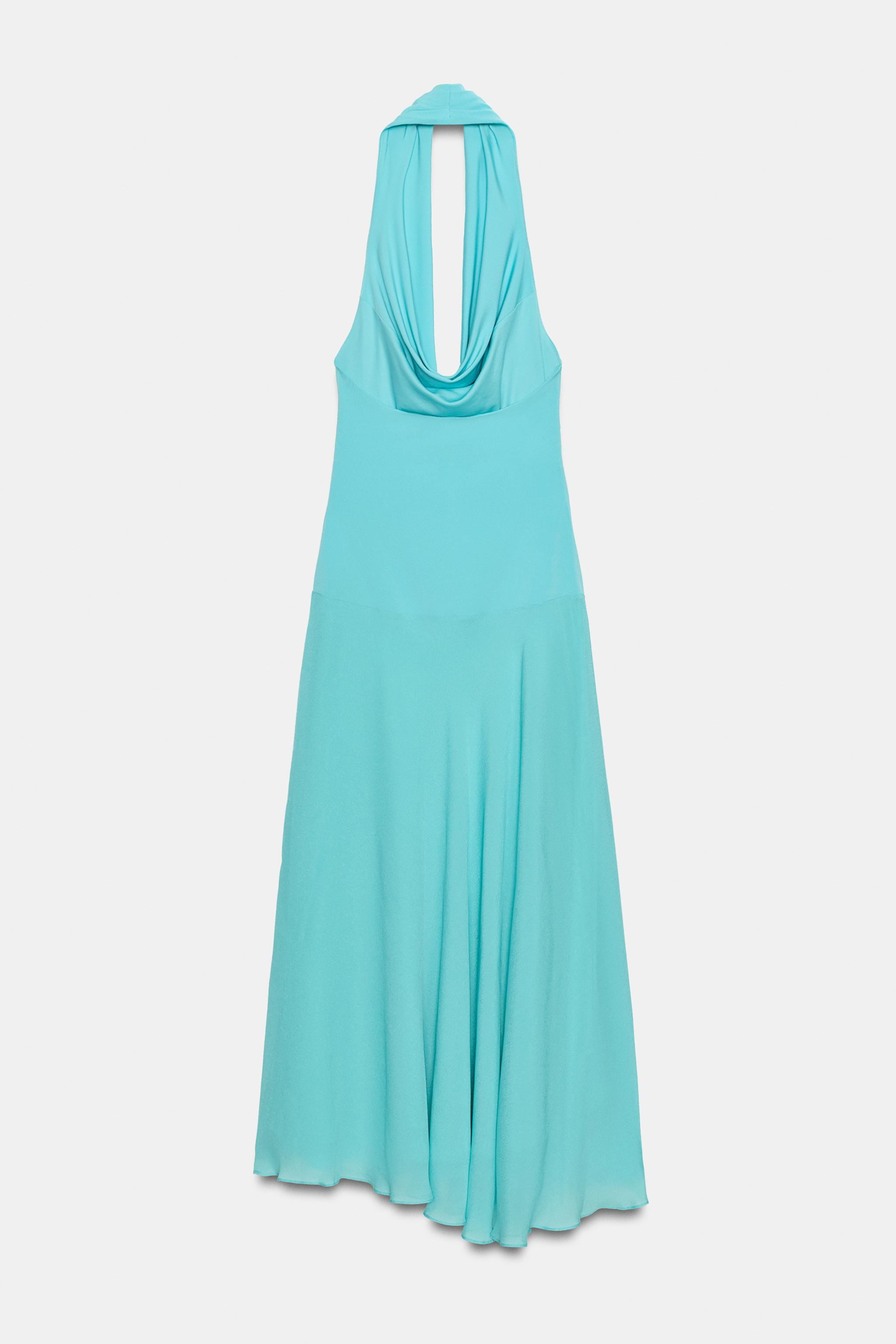 CONTRASTING HALTER MIDI DRESS | Zara UK
