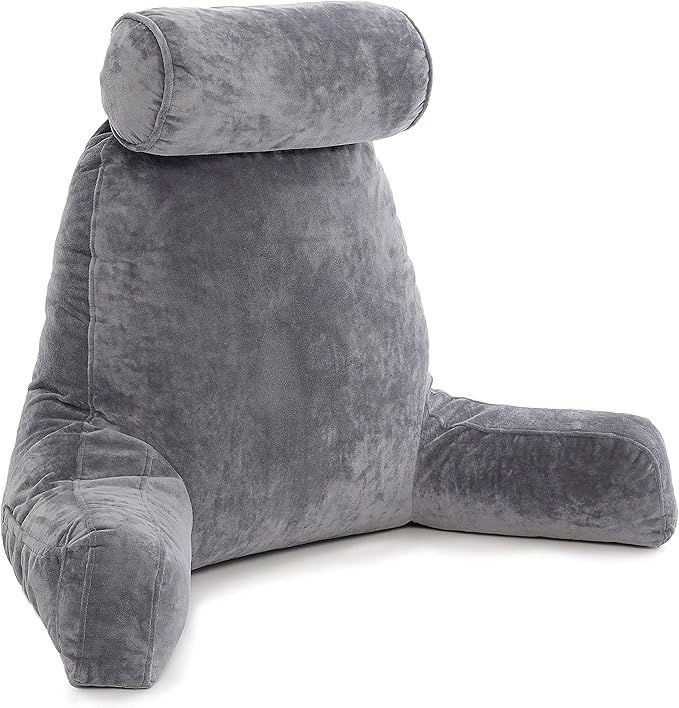 Husband Pillow - Dark Grey, Big Backrest Reading Bed Rest Pillow with Arms, Plush Memory Foam Fil... | Amazon (US)