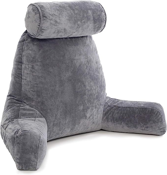 Husband Pillow - Dark Grey, Big Backrest Reading Bed Rest Pillow with Arms, Plush Memory Foam Fil... | Amazon (US)