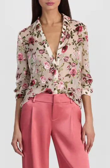 Eloise Floral Silk Button-Up Shirt | Nordstrom