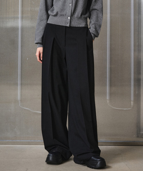 (W) Kendo Two Way Wide Slacks Black | Musinsa Global