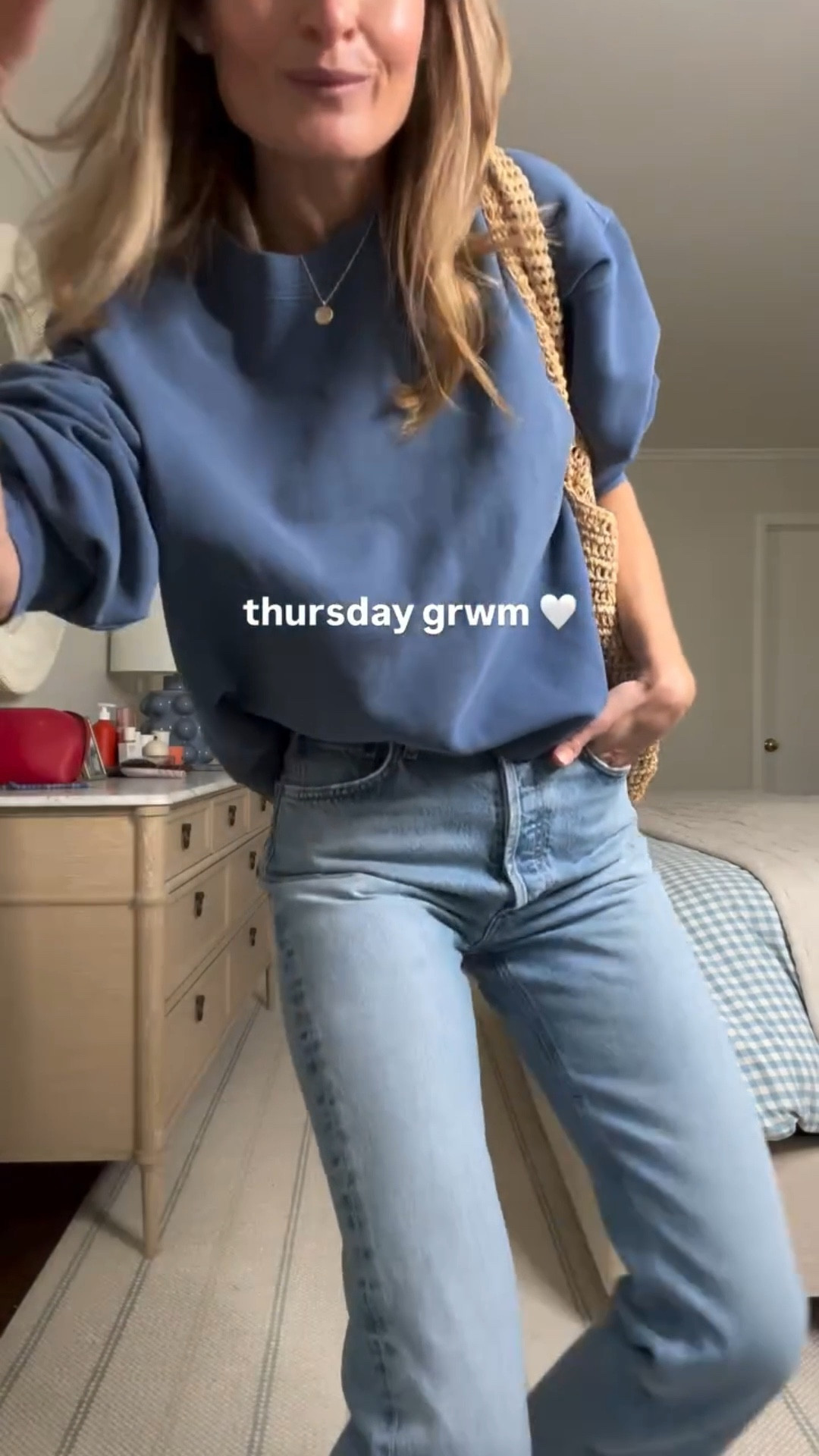 thursday ootd 🤍 this outfit just feels like me. Comfortable but not sloppy, practical and easy but still gives me that magical boost of energy, focus and confidence that comes with starting the day by getting dressed. 

✨✨ jeans are a year round staple that get better & better with every wash. Sweatshirt is a new find but I’m obsessed!! Perfectly boxy, cropped but not too cropped, and love the color. Will wear with jeans now and denim shorts and over my swimsuits come summer. & the best part it’s on super sale for only $45‼️ If you’re been here a while you know how much I love these mesh flats. I’ve tired a lot but not come close to taking the top spot in terms of fit, quality and design. They look delicate, but are actually really durable. I’ve worn them on high rotation for years and they are still in perfect shape. Sold out for most of last year but finally just restocked so grab them now if you’re in market. 

❤️ Follow if you’re looking for easy everyday outfit inspiration! That’s simple, comfortable and practical but still effortlessly chic. 

#ootd #outfitinspo #everydaystyle #momstyle #wardrobestaples

#LTKootd #LTKSeasonal #LTKSaleAlert