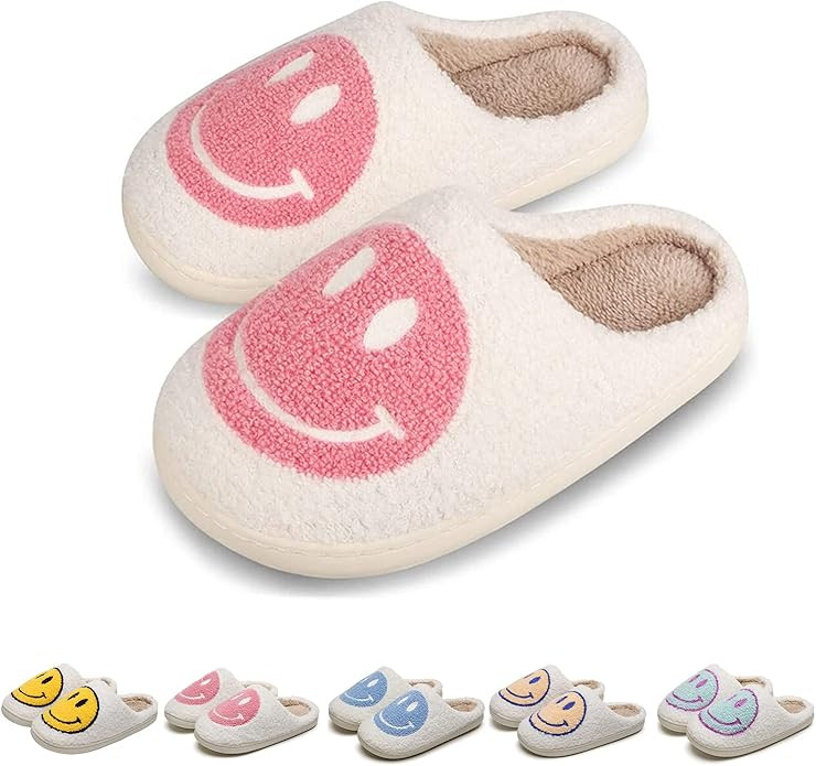 KEYUSHOP Happy Face Slippers for Kids House Slippers Soft Plush Warm Preppy Slipper Anti-Slip Win... | Amazon (US)