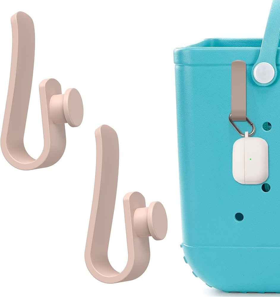 2 PCS Hooks Accessories for Bogg Bags, Insert Charm Connector Key Holder Mask Holder, Beige | Amazon (US)