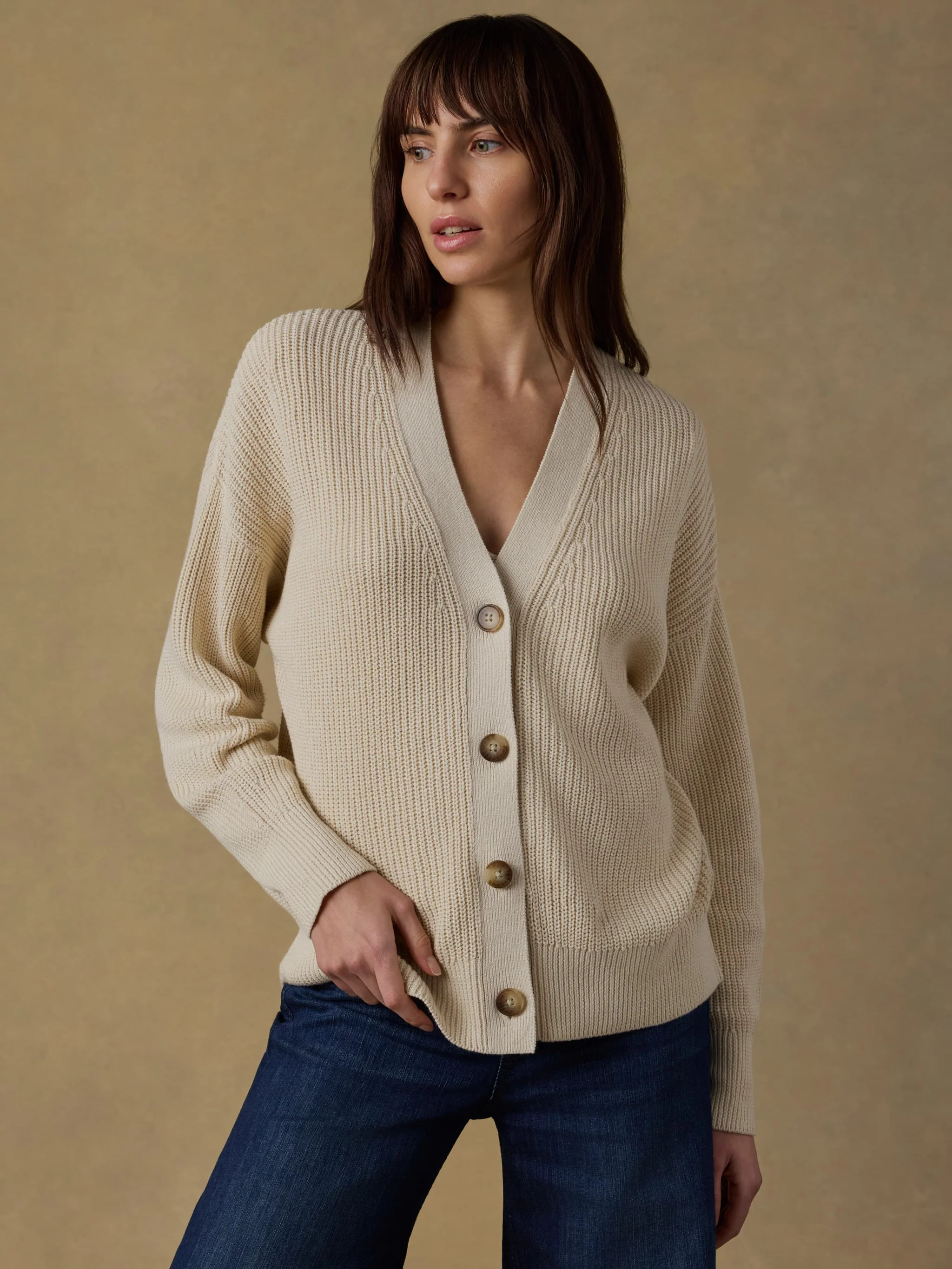 Miramar Linen Relaxed Cardigan - Summer Sand | Faherty