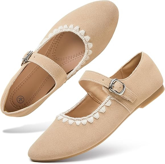 hash bubbie Women's Mary Janes Flats Shoes Black Ballet Flats Memory Foam Dress Shoes with Strap | Amazon (US)