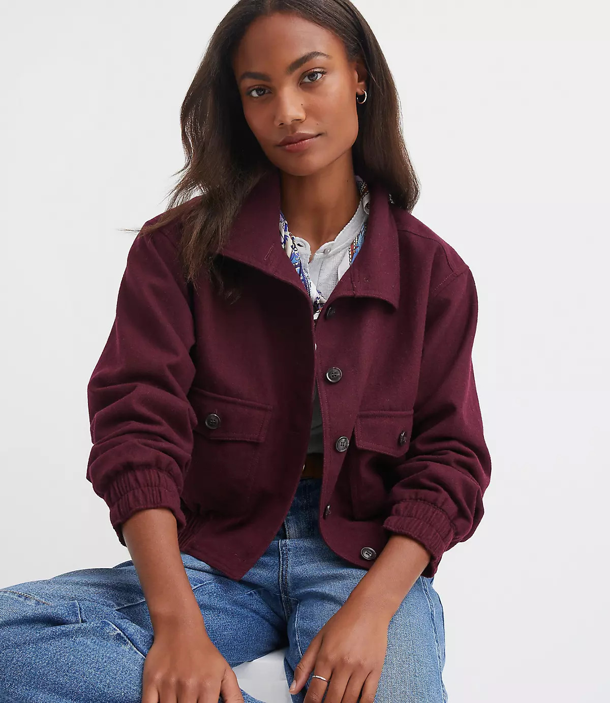 Petite Wool Blend Bomber Jacket | LOFT