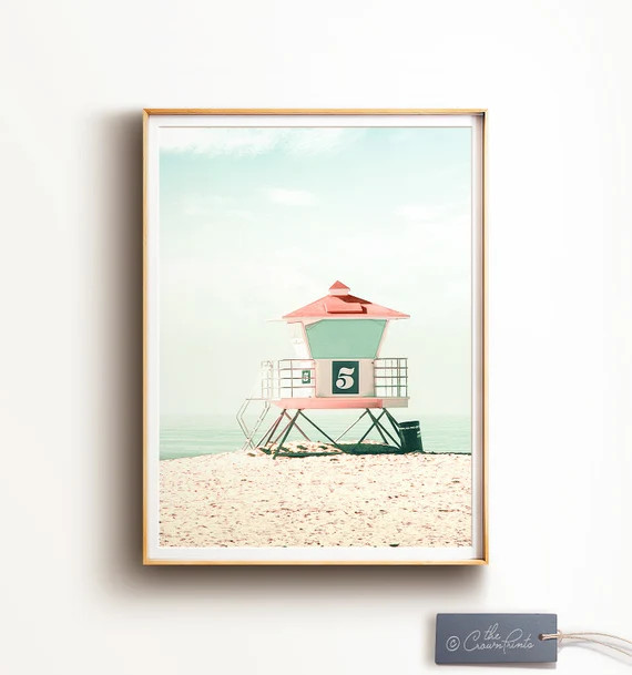 Lifeguard tower print, INSTANT DOWNLOAD, Printable beach art, California wall art, Beach decor, O... | Etsy (US)