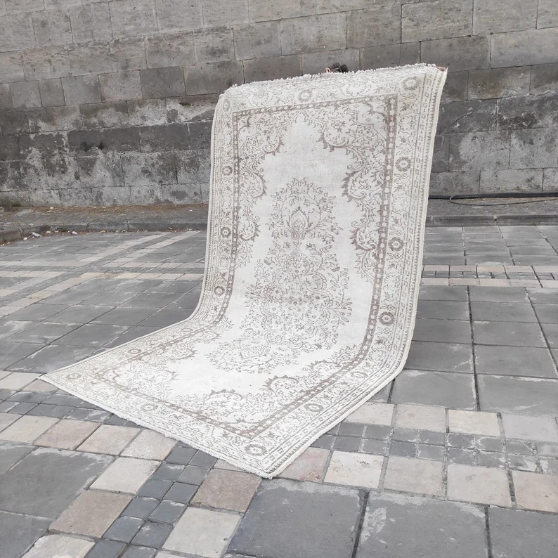 Oversized Neutral Turkish Rug: 5x9 Cream & Brown Anatolian Wool Area Rug Salon Rug - Etsy | Etsy (US)