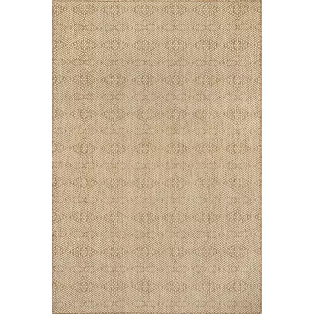 9'x12' Rectangle Indoor and Outdoor Loomed Geometric Area Rug Beige - nuLOOM | Target