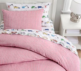 Yarn-Dyed Flannel Stripe Organic Duvet Cover & Shams | Pottery Barn Kids