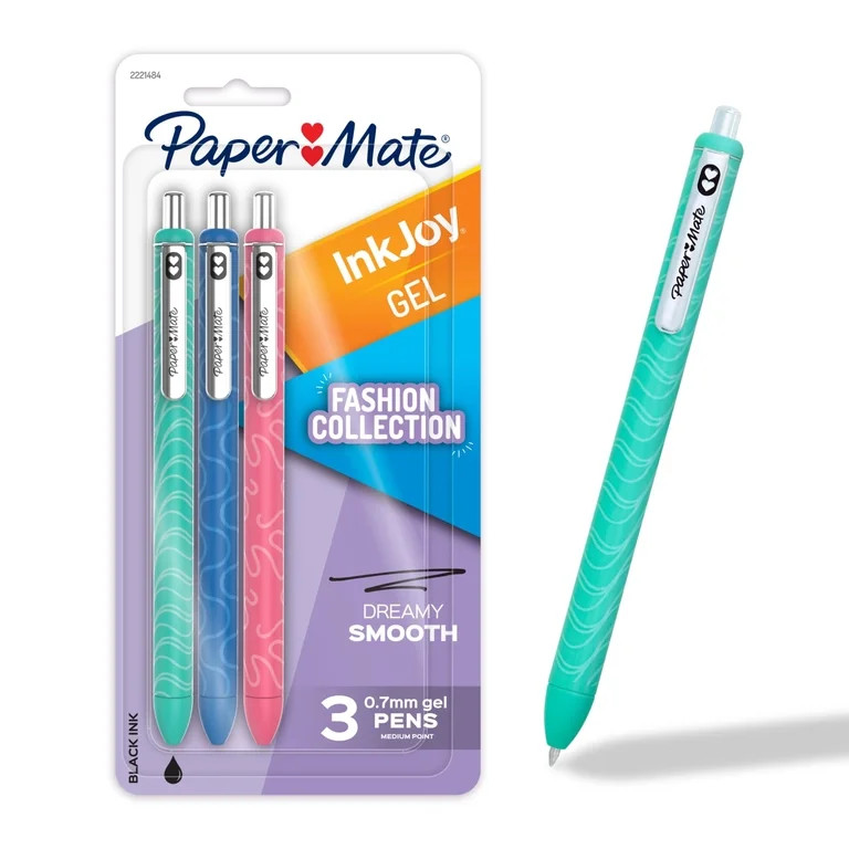 Paper Mate InkJoy Gel Pens, Fashion Barrels, Black, 3 Count | Walmart (US)
