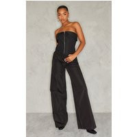 Black Woven Wide Leg Cargo Pants | PrettyLittleThing US