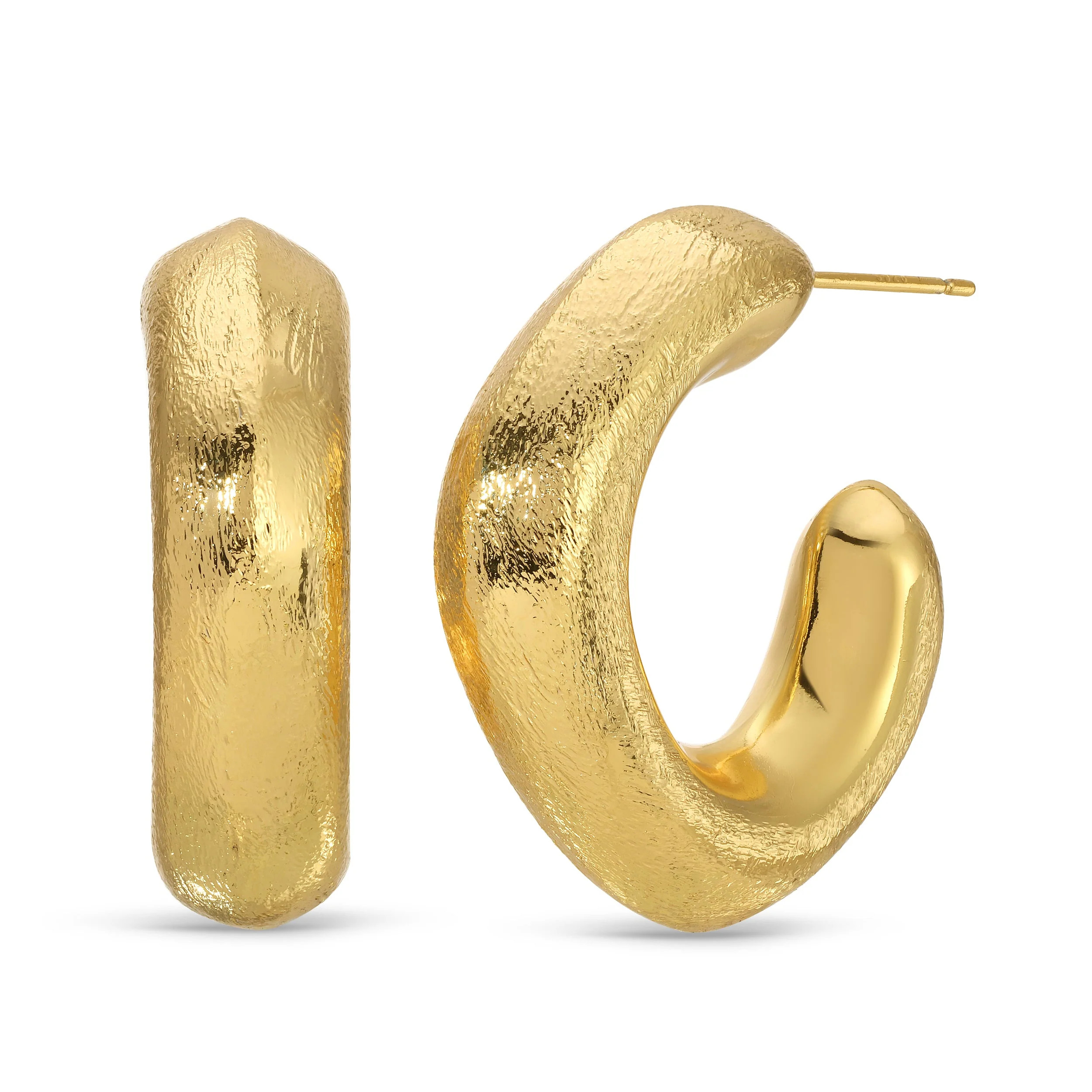 Gold Brushed Hoops | Meghan Bo Designs