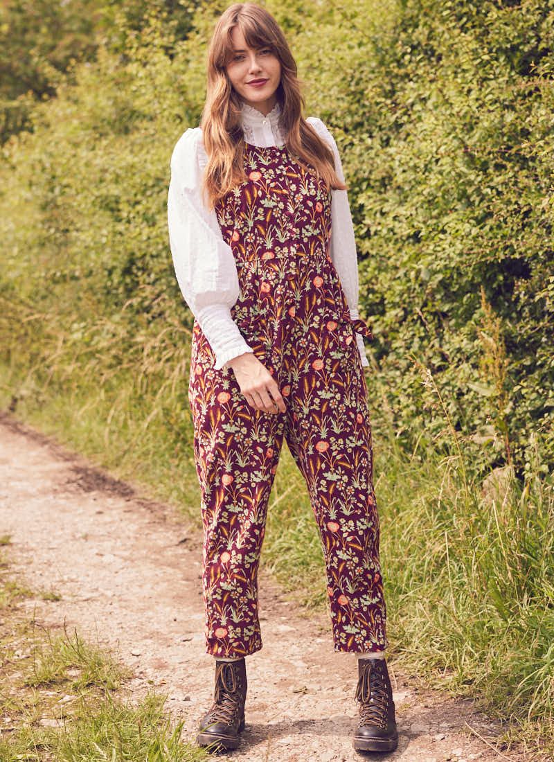 Laura Ashley X Joanie - Deryn Cordelia Floral Print Corduroy Jumpsuit | Joanie
