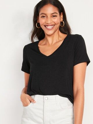 Short-Sleeve Luxe V-Neck T-Shirt for Women | Old Navy (US)