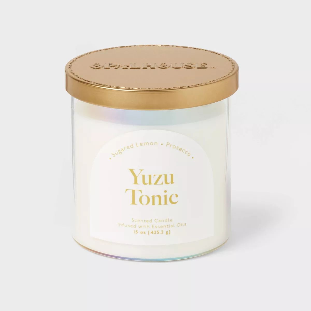 2-Wick 15oz Glass Jar Candle with Iridescent Sleeve Yuzu Tonic - Opalhouse™ | Target