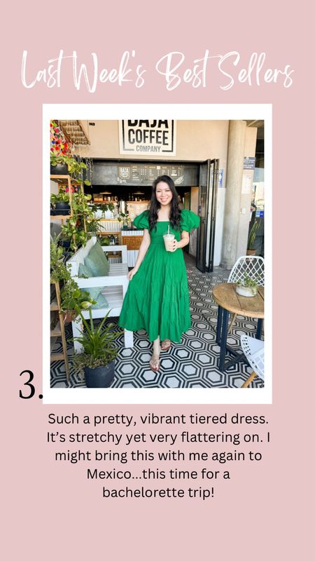 Such a pretty, vibrant tiered dress.
It's stretchy yet very flattering on. I might bring this with me again to Mexico...this time for a bachelorette trip!

#LTKstyletip #LTKfindsunder100 #LTKtravel