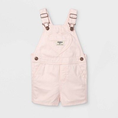 OshKosh B'gosh Toddler Girls' Heart Pocket Shortalls - Light Pink | Target