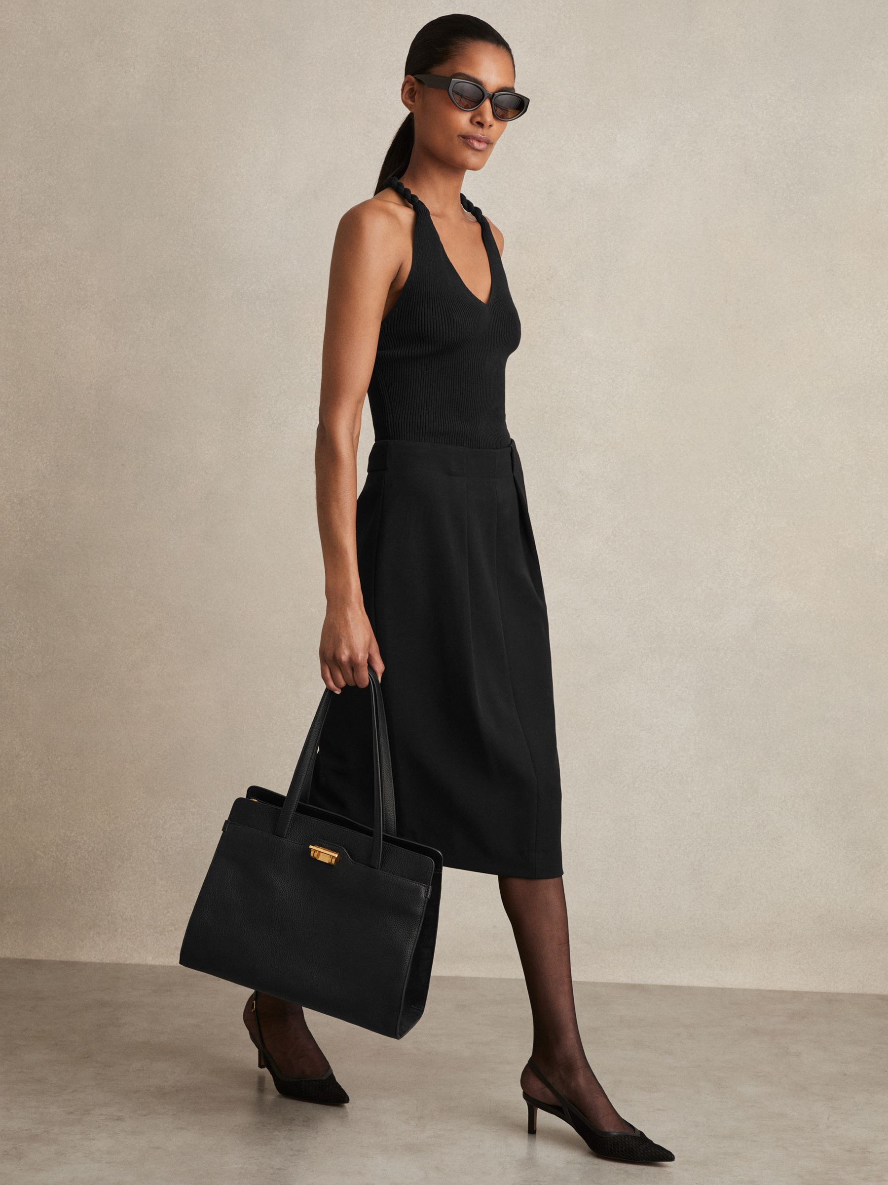 Reiss Tailored Midi Suit Skirt in Black - REISS | Reiss UK