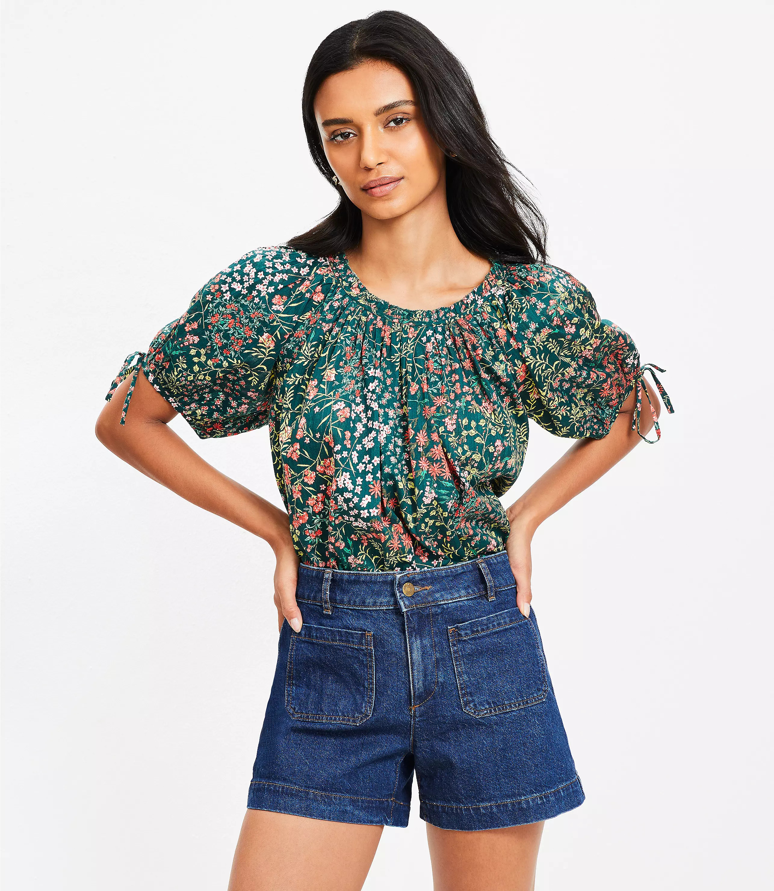 Garden Tie Cuff Top | LOFT