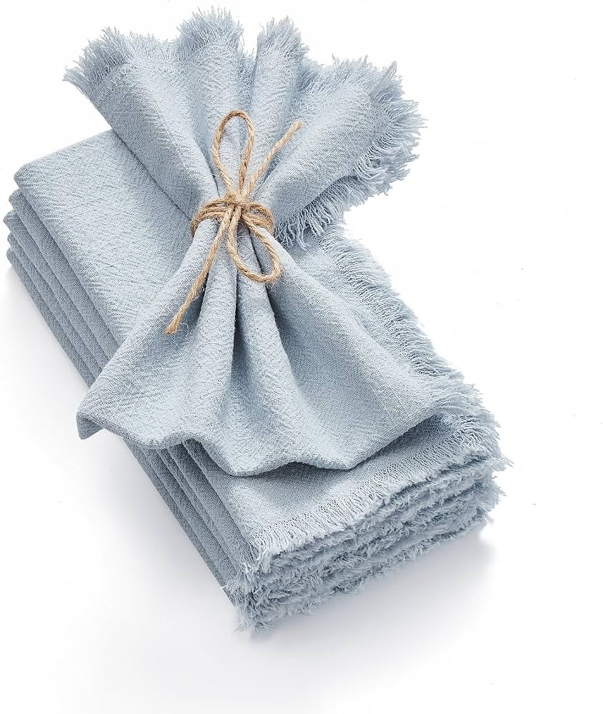 KINGSTONE Cloth Napkins Set of 4, 18x18 Inches 270G Heavyweight Cotton Linen Napkins, Sand Washed... | Amazon (US)