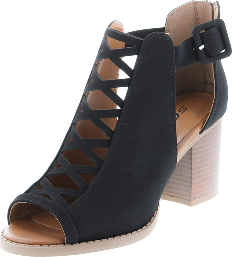 Soda ARAN ~ Women Open Toe Crisscross Straps Back Zipper High Heel Fashion Sandal with Adjustable... | Amazon (US)