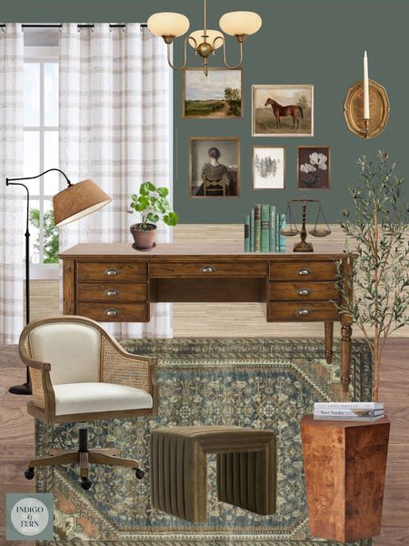 Moody Colonial-inspired Office 🕯️

A caned chair, vintage-inspired desk, Persian rug and a light fixture that looks like it might burn Kerosene is at the helm of this moody moodboard. ✨

#vintagedesign #officedecor

#LTKStyleTip #LTKHome