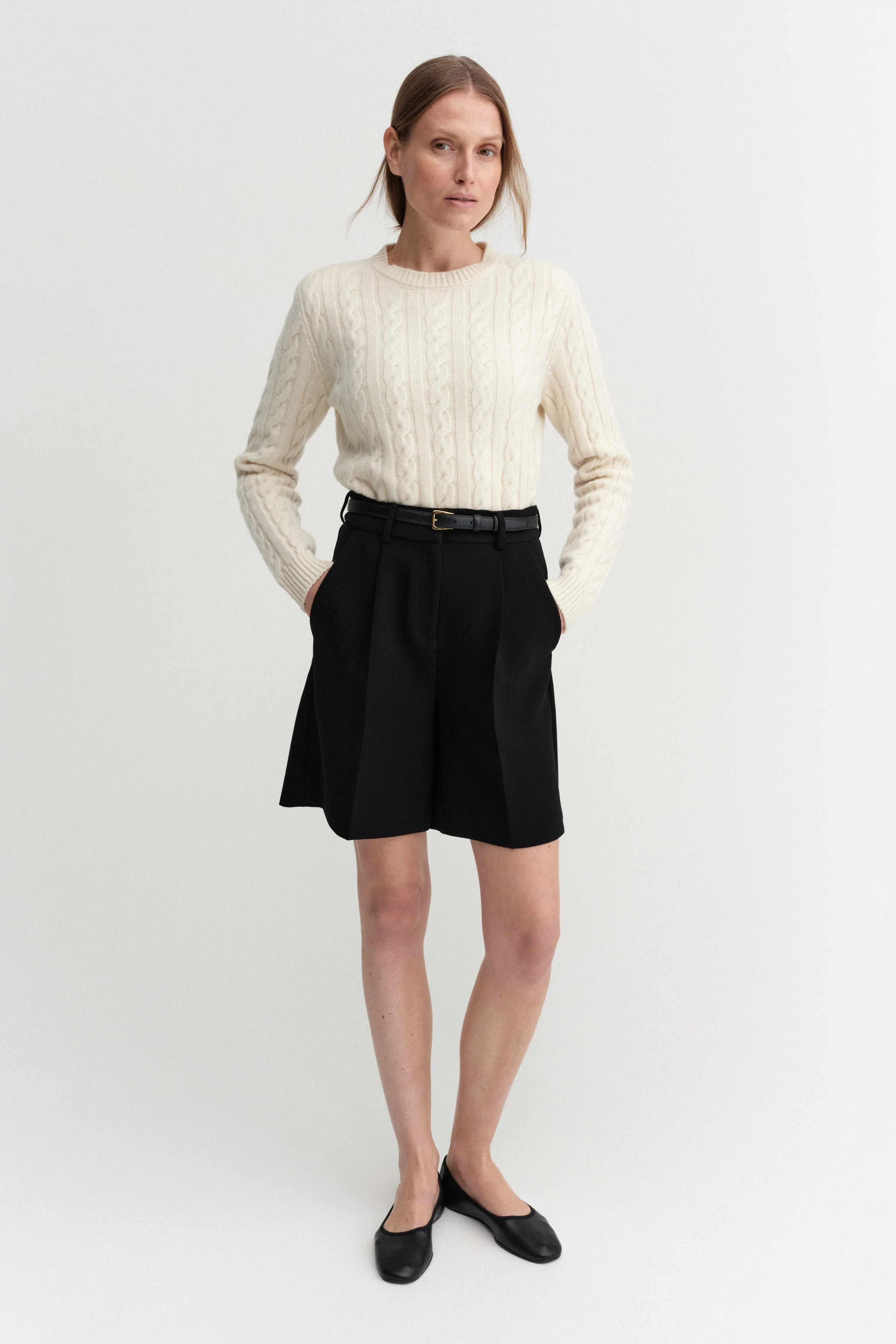Dagny Cable Knit Sweater, cream | Almada Label