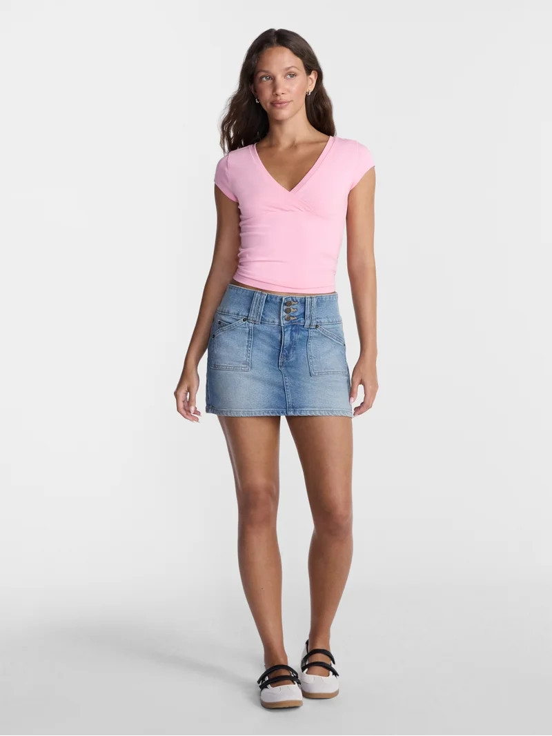 No Boundaries Three Button Mini Skort, Women's Sizes 00-20 | Walmart (US)