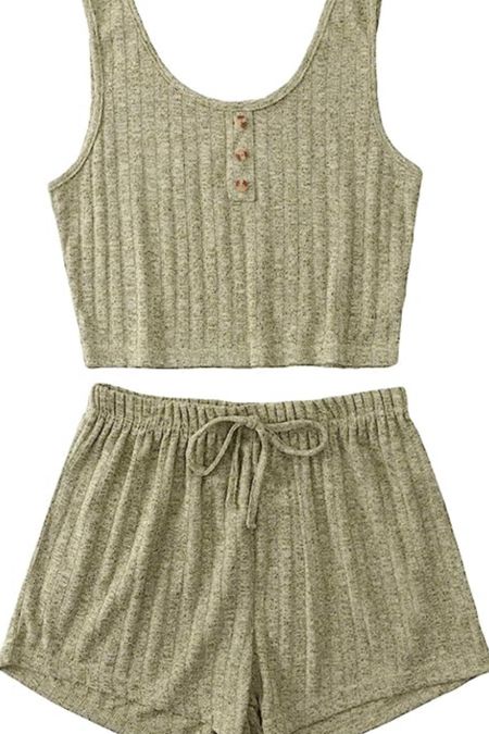 SOLY HUX Women's Button Front Ribbed Knit Tank Top and Shorts Pajama Set Sleepwear Lounge Sets

#LTKU #LTKFind #LTKstyletip