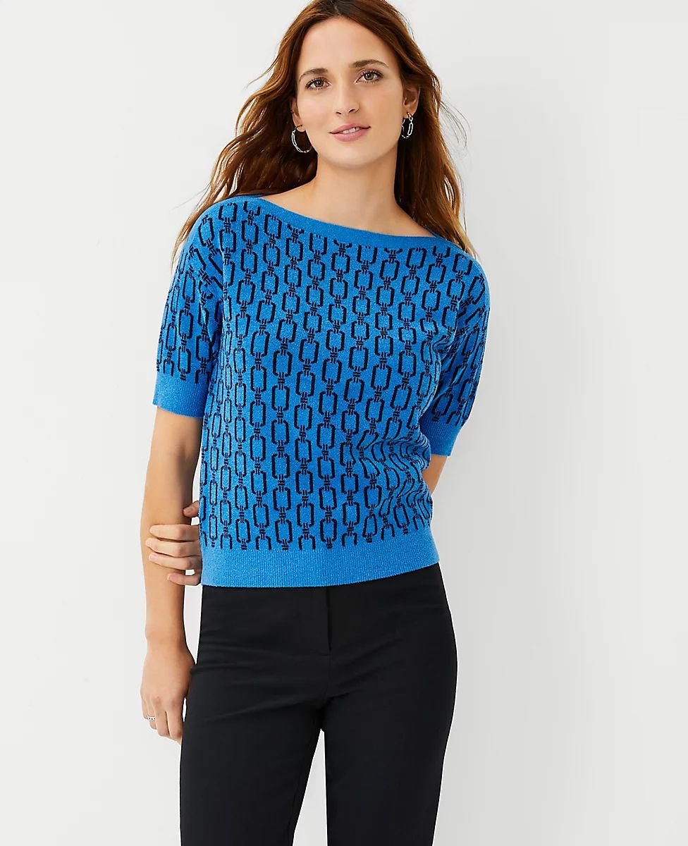Chain Print Boatneck Sweater Tee | Ann Taylor (US)
