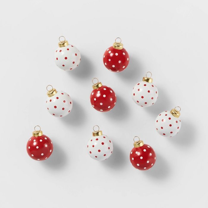 White & Red Mini 40mm Glass Ornaments 9ct - Sugar Paper™ | Target
