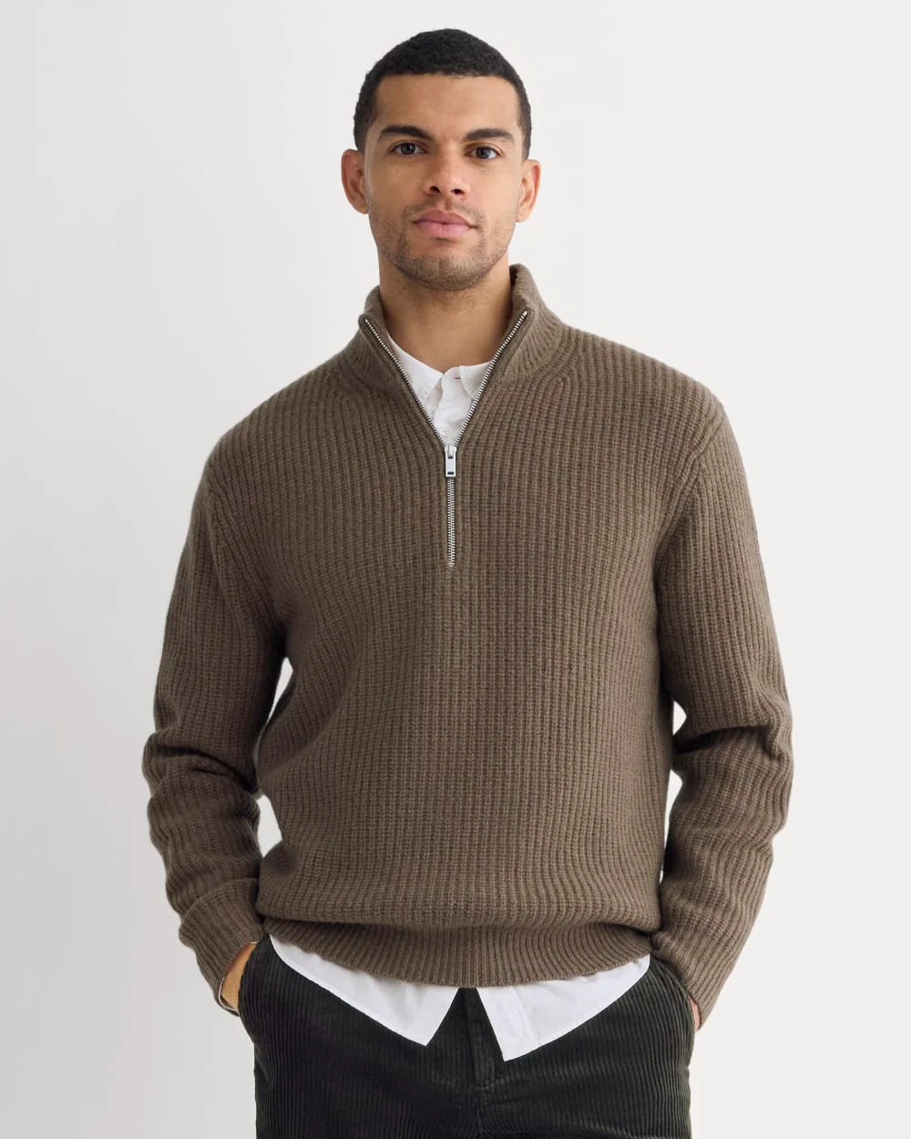 The Felted Merino Half-Zip Sweater | Heather Chocolate Martini | Everlane
