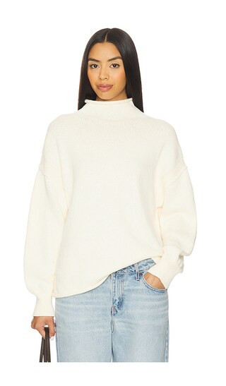 Free People x We The Free Torres Roll Neck Sweater In Sugar Swizzle in Ivory. - size XL | Revolve Clothing (Global)