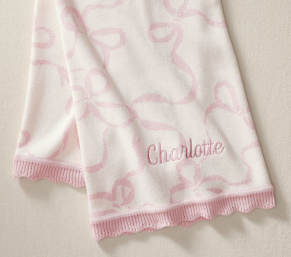 Bow Organic Knit Baby Blanket | Pottery Barn Kids