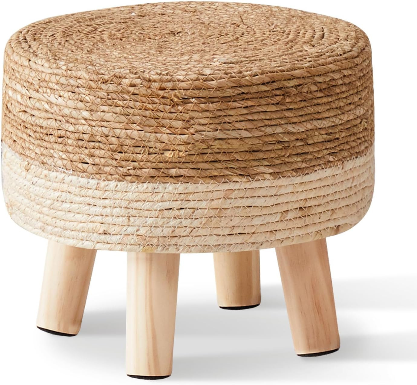Foot Stool Natural Seagrass Hand Weave Poufs Round Ottoman for Couch Desk Soft Step Stool Padded ... | Amazon (US)