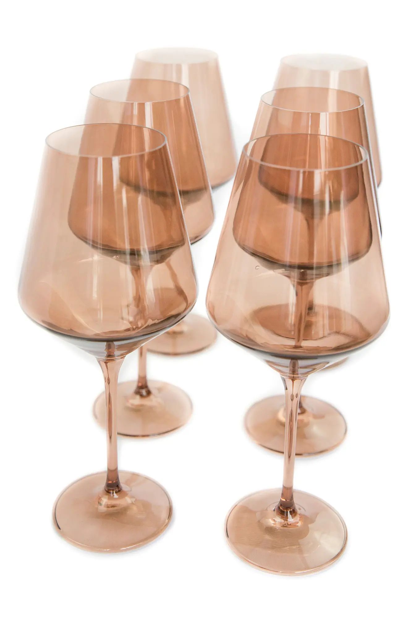 Estelle Colored Glass Set of 6 Stem Wineglasses in Amber Smoke at Nordstrom | Nordstrom