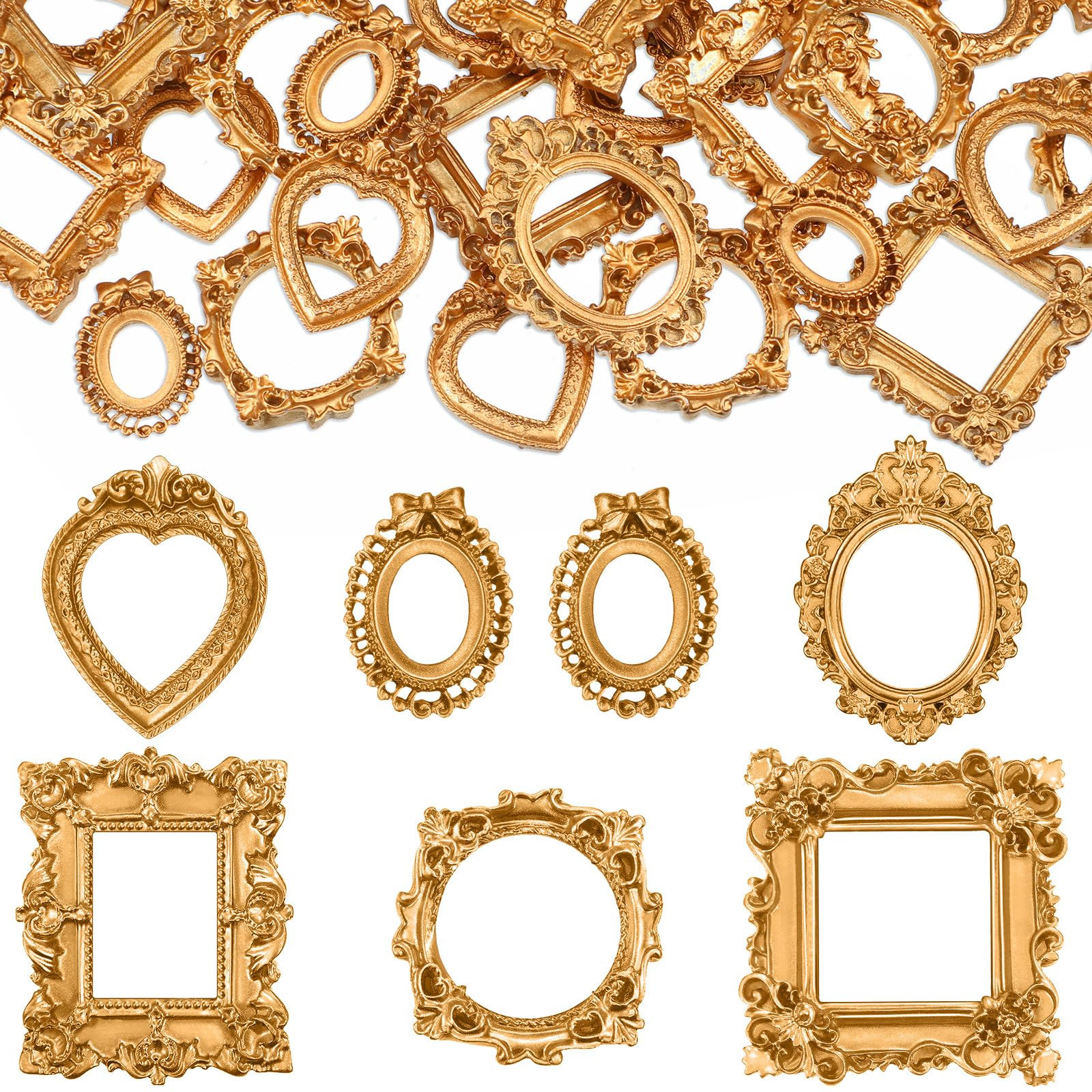 Remerry 60 Pcs Mini Frame, Vintage Resin Picture Antique DIY Manicure Jewelry Small Display Frame... | Amazon (US)