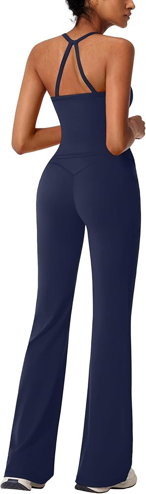 RXRXCOCO Cross Back Workout Sets for Women 2 Piece Padded Tank Tops Flare Leggings Gym Outfits wi... | Amazon (US)