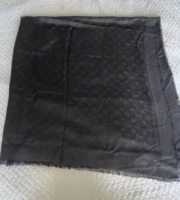 Louis Vuitton Shawl Monogram Noir Black Silk Shawl Scarf | eBay AU