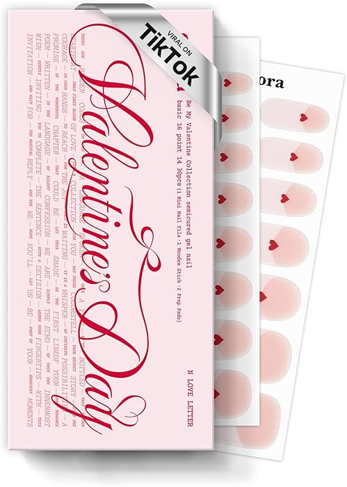ohora Semi Cured Gel Nail Strips (N Love Letter) - Salon-Quality Valentines Nails, Works with Any... | Amazon (US)