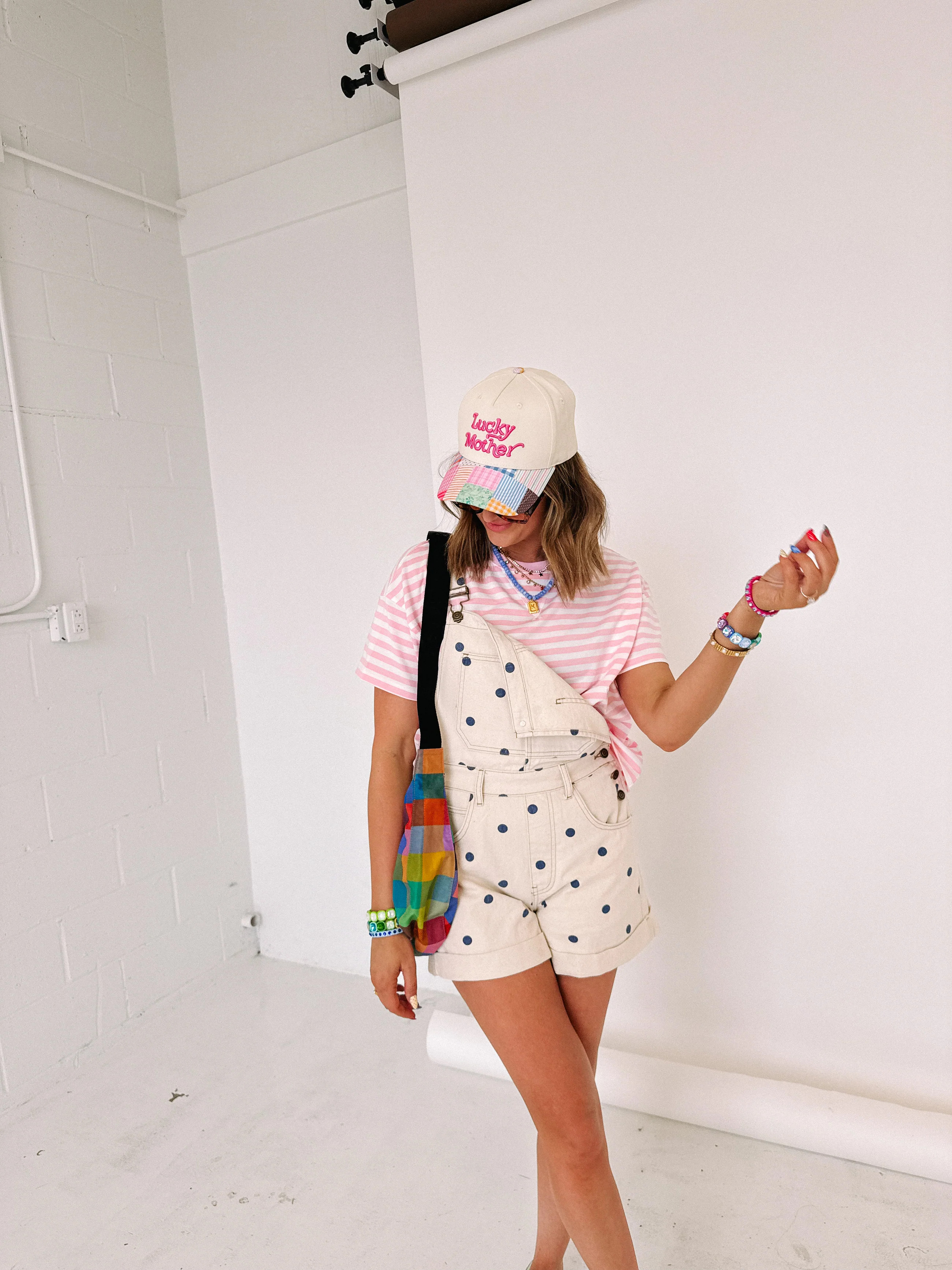 paint it polka dot shorty overalls | Etta+East