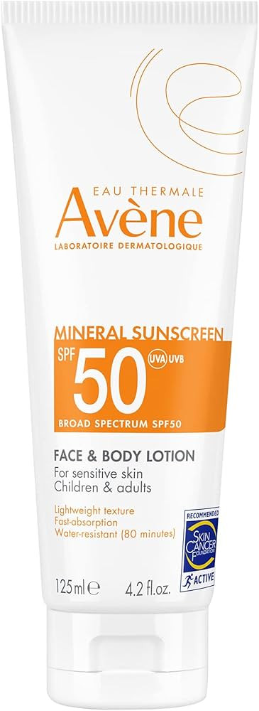 Avène Mineral Sunscreen Broad Spectrum SPF 50 Face and Body Lotion 4.23 Fl Oz | Amazon (US)