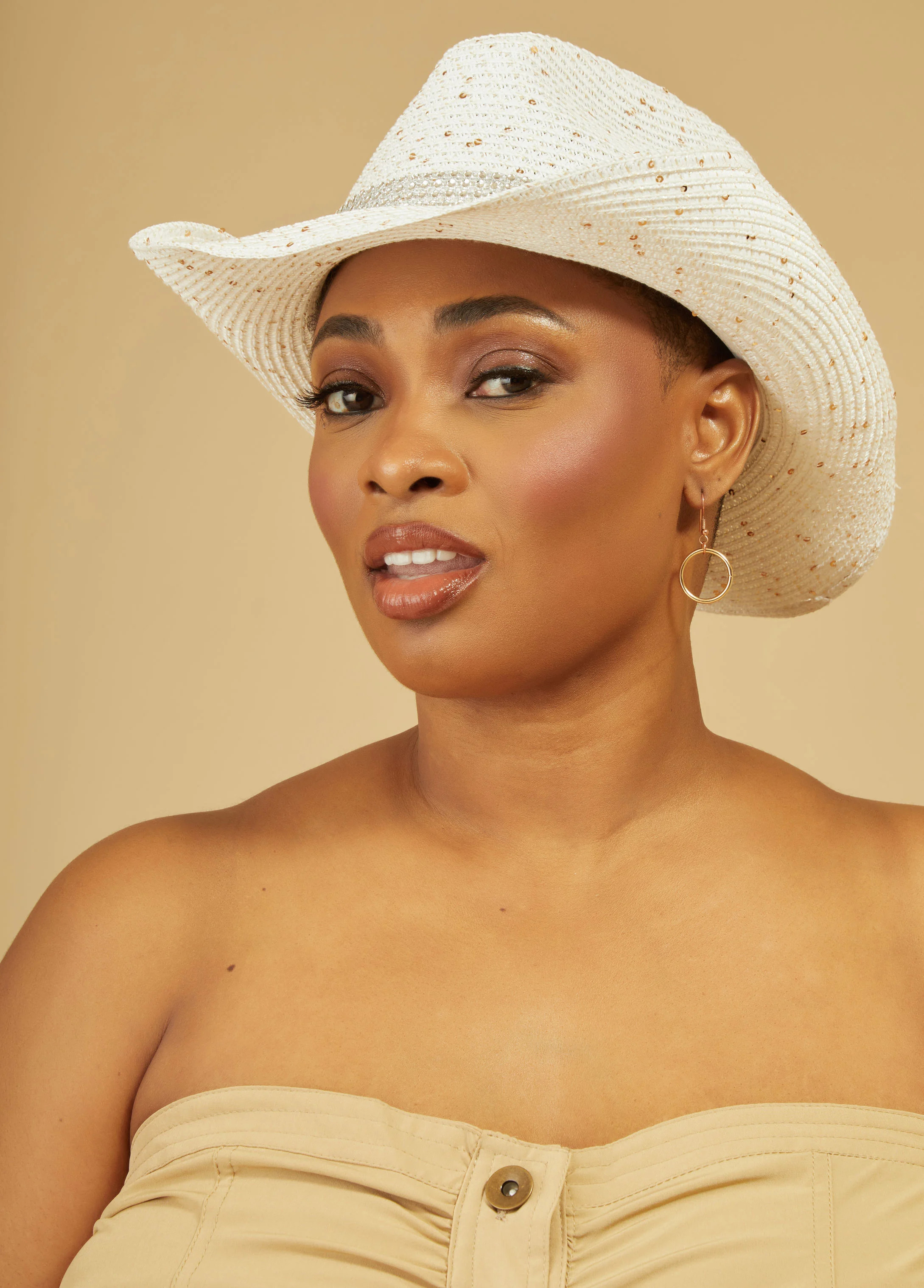 Embellished Straw Cowboy Hat | Ashley Stewart